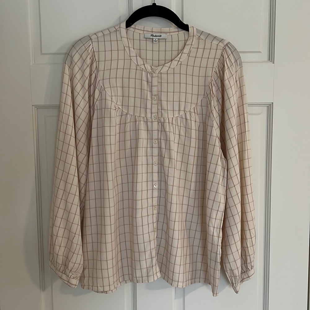 Madewell checkered blouse in size small. Worn once!